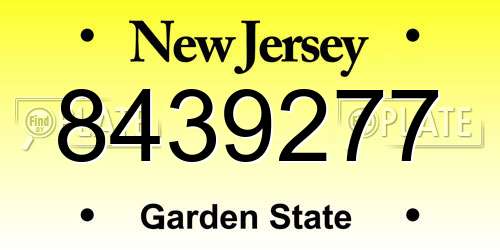 8439277 New Jersey License Plate