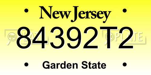 84392T2 New Jersey License Plate