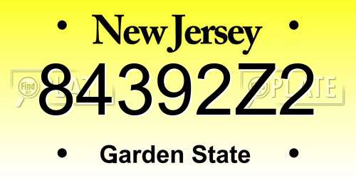 84392Z2 New Jersey License Plate