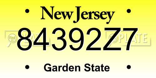 84392Z7 New Jersey License Plate