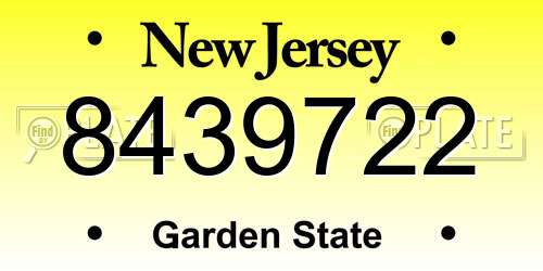 8439722 New Jersey License Plate