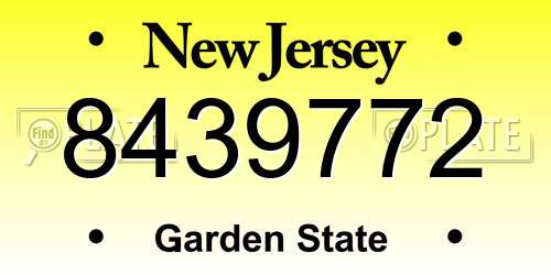 8439772 New Jersey License Plate