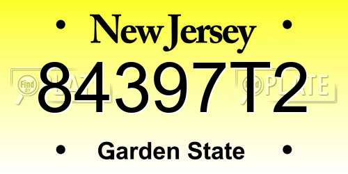 84397T2 New Jersey License Plate