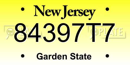 84397T7 New Jersey License Plate