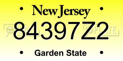 84397Z2 New Jersey License Plate