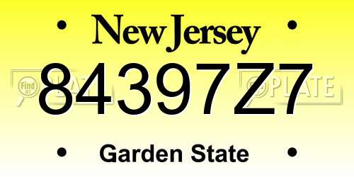 84397Z7 New Jersey License Plate