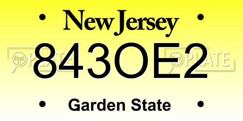 843OE2 New Jersey License Plate