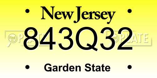 843Q32 New Jersey License Plate