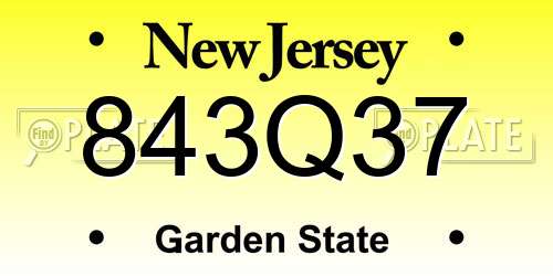 843Q37 New Jersey License Plate