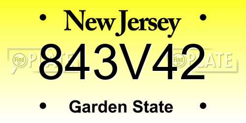 843V42 New Jersey License Plate