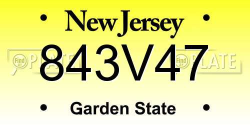 843V47 New Jersey License Plate
