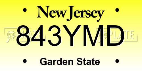 843YMD New Jersey License Plate