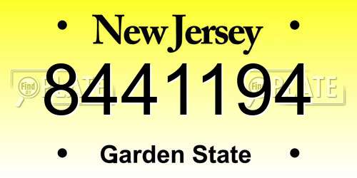 8441194 New Jersey License Plate