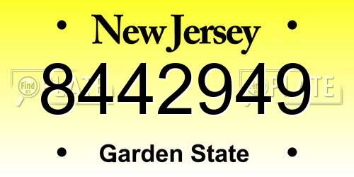 8442949 New Jersey License Plate