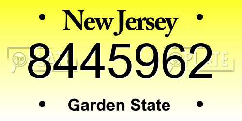 8445962 New Jersey License Plate
