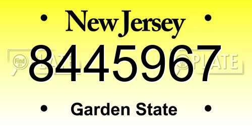 8445967 New Jersey License Plate
