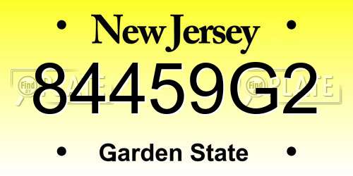 84459G2 New Jersey License Plate