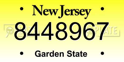 8448967 New Jersey License Plate