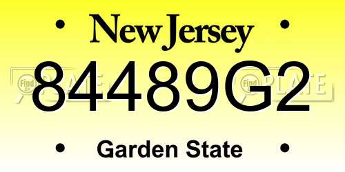 84489G2 New Jersey License Plate
