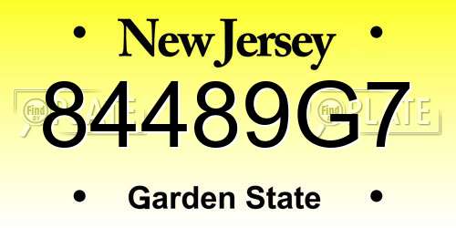 84489G7 New Jersey License Plate