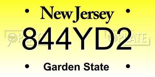 844YD2 New Jersey License Plate