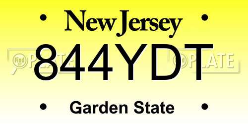 844YDT New Jersey License Plate