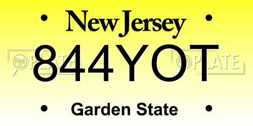 844YOT New Jersey License Plate