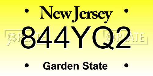 844YQ2 New Jersey License Plate