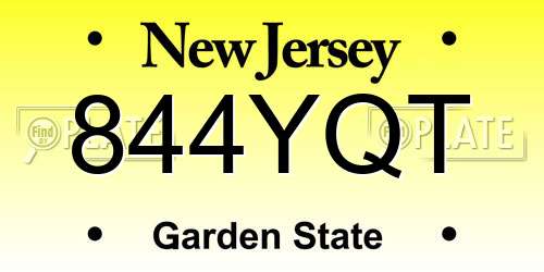 844YQT New Jersey License Plate