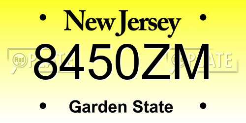 8450ZM New Jersey License Plate