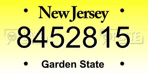 8452815 New Jersey License Plate