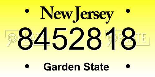 8452818 New Jersey License Plate