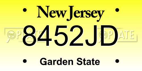 8452JD New Jersey License Plate
