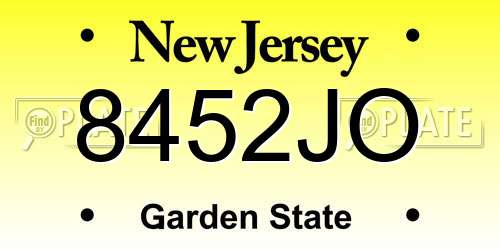 8452JO New Jersey License Plate