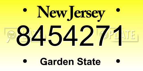 8454271 New Jersey License Plate