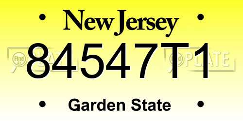 84547T1 New Jersey License Plate