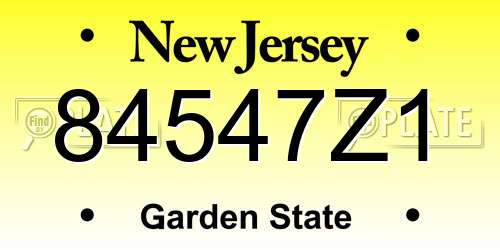 84547Z1 New Jersey License Plate
