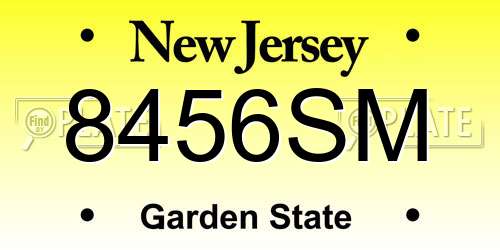 8456SM New Jersey License Plate