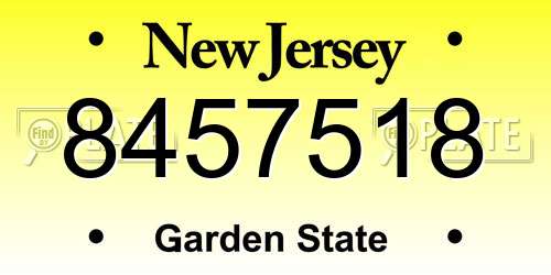 8457518 New Jersey License Plate