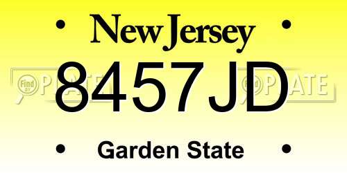 8457JD New Jersey License Plate