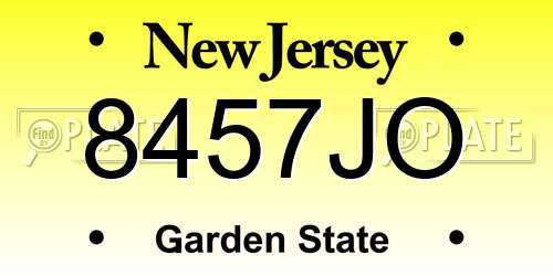 8457JO New Jersey License Plate