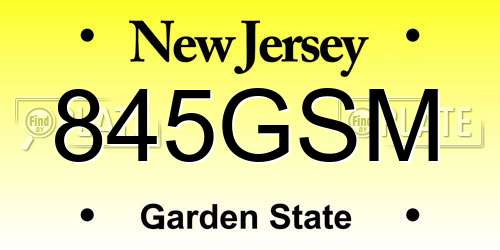 845GSM New Jersey License Plate