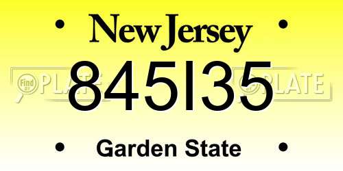 845I35 New Jersey License Plate