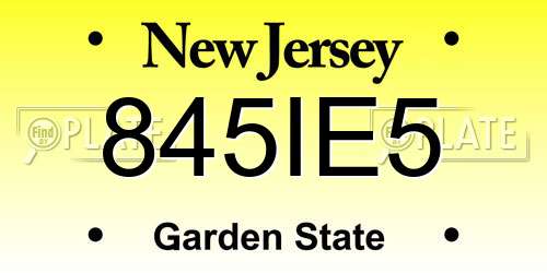 845IE5 New Jersey License Plate