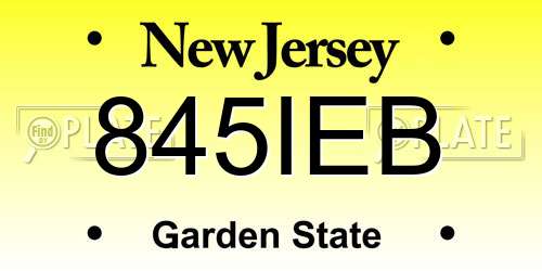 845IEB New Jersey License Plate
