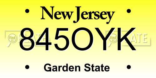 845OYK New Jersey License Plate