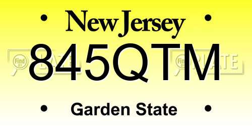845QTM New Jersey License Plate