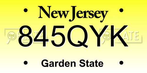 845QYK New Jersey License Plate