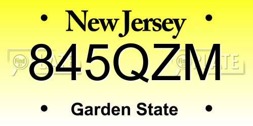 845QZM New Jersey License Plate