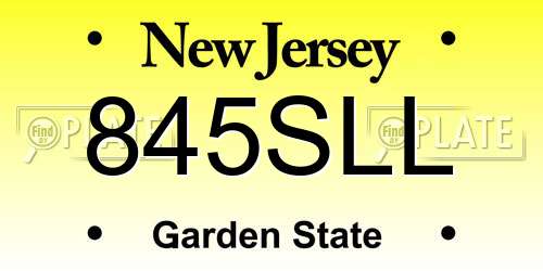 845SLL New Jersey License Plate